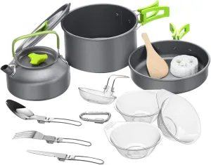 1 Set Portable Cookware for Camping and BBQ Lightweight Cookware with Cutlery and Easy to Carry for Outdoor Adventures and Picnics