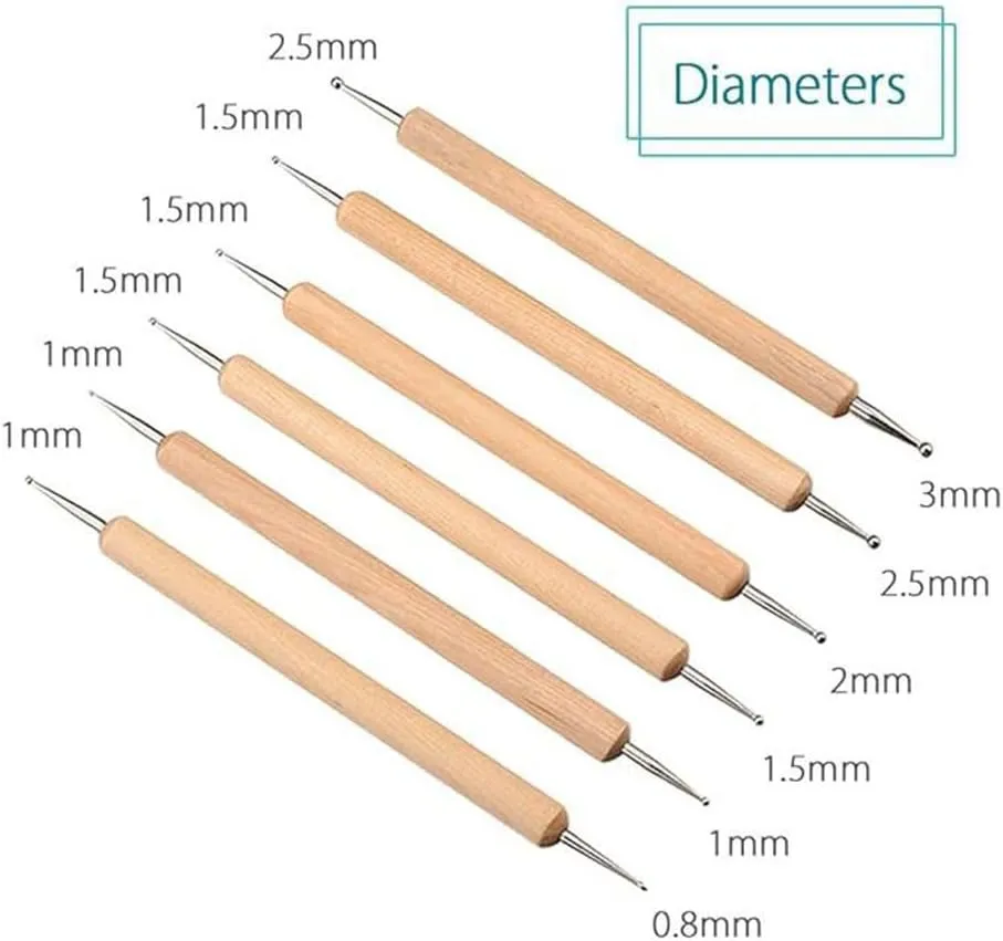 10 Pieces of Polka Dot Clay Tool Rock Painting Ball End Art Tool Clay Model