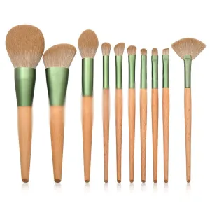 10 Wooden Handle Makeup Brush Set Powder Eye Shadow Eyebrow Brush Makeup Tool