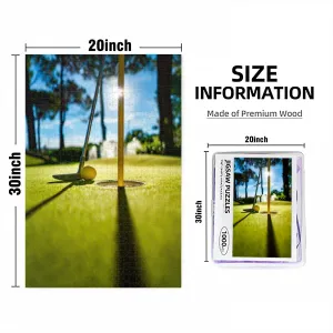 1000 Piece Puzzle for Adults Jigsaw Puzzles 1000 Pieces Hard Challenging Difficult Family Cool Large Mini Golf Yellow Ball a bat Near The Hole at Sunset Puzzles for Adults