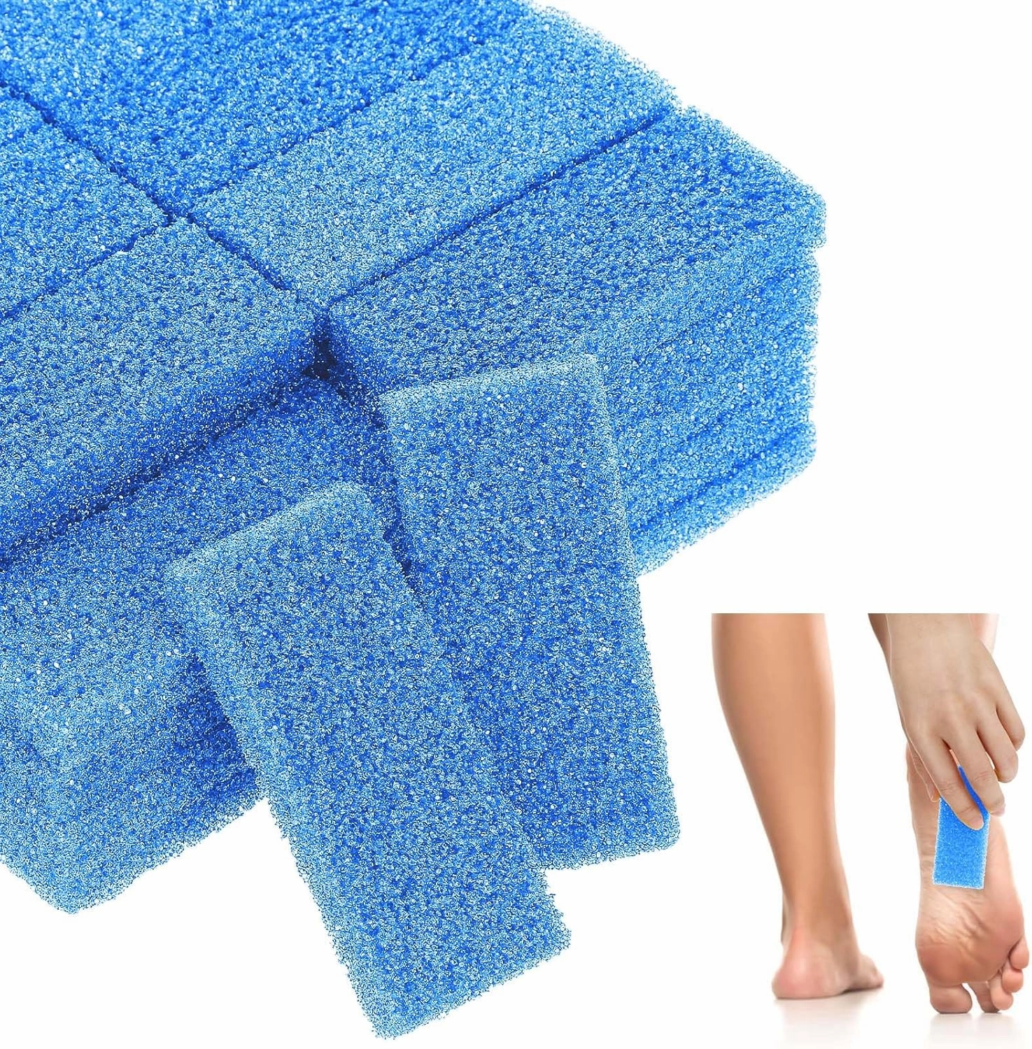 100 Pcs Pumice Stone for Feet Scrubber Dead Skin Disposable Foot Scrubber Pumice Pads Foot Pumice Foot Callus Remover for Feet Pedicure Foot Heel Exfoliator Tool Blue Pumice Sponge Salon Home Use