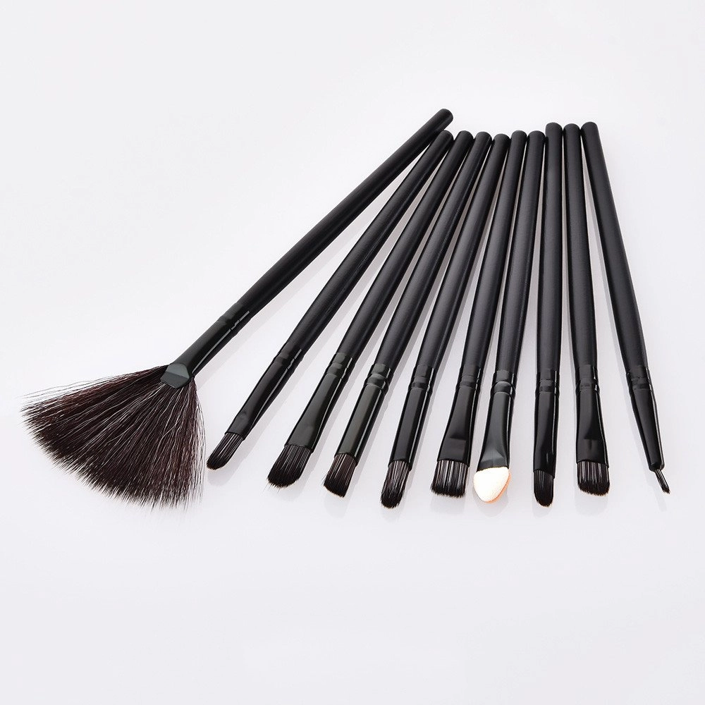 10 Pcs Makeup Brush set EyeShadow Makeup Cosmetics Brush Pcs Blending Wood Tool Brush Highlight Brush, Black(One Size,Black)