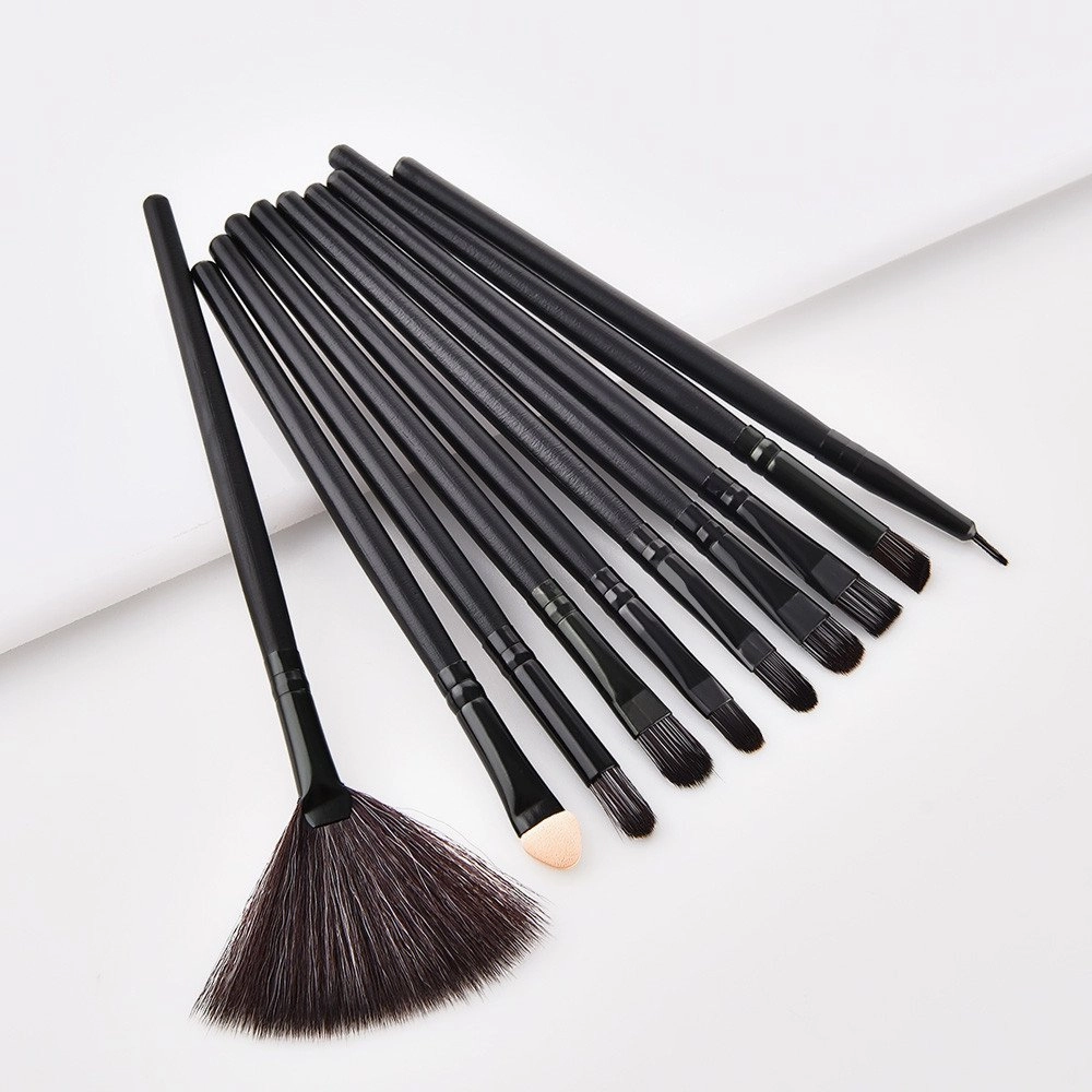 10 Pcs Makeup Brush set EyeShadow Makeup Cosmetics Brush Pcs Blending Wood Tool Brush Highlight Brush, Black(One Size,Black)