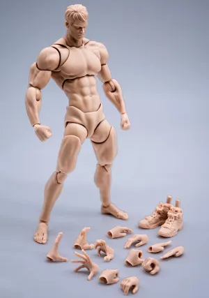 1/12 Scale Male Action Figure, 6 Inch Super Flexible Muscular Man Body Action Figure, 1/12 Strong Muscle Man Bodybuilder Figure Model with Detachable Hands Gesture Shapes Accessories (Pale skin)