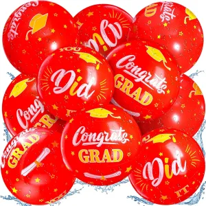 12 Pack 2025 Graduation Beach Balls 11.8" Inflatable Congrats Grad Ball Graduation Party Favors Gifts Class of 2025 Decor Sign Pool Toy for Student Seniors Teens College