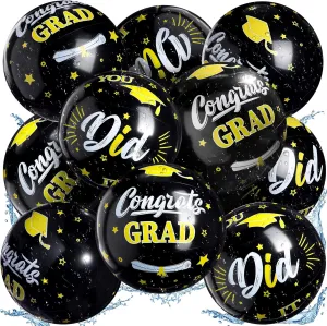 12 Pack Graduation Beach Balls 11.8" Inflatable Congrats Grad Ball Graduation Party Favors Gifts Class of 2025 Decoration Sign Pool Toy for College Graduation Pool Party Supplies