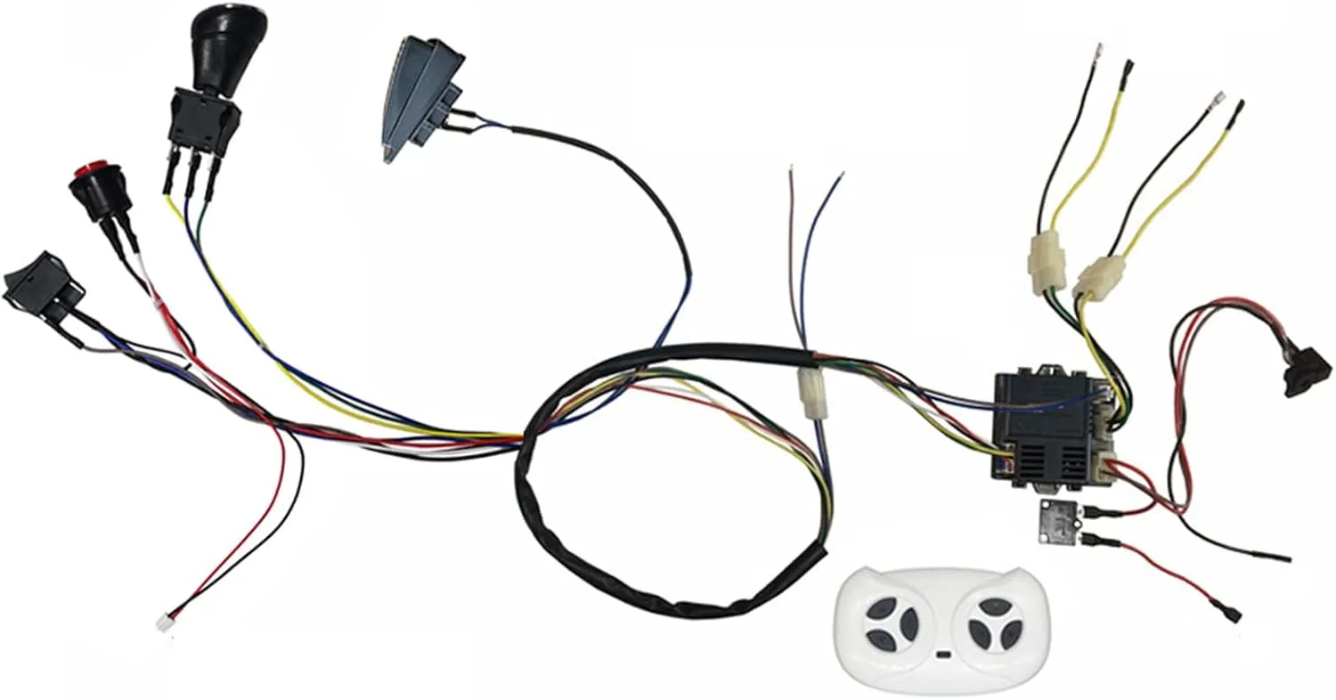 12 Volt Electric Car Power Wheel DIY Modified Harness High Power Self-Made Wires and Switch Kit with Remote Control and Receiver for Replacement Parts Ride On Car Accessories