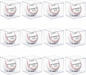12 Pack Baseball Display Case UV Protected Acrylic Clear Baseball Holder Square Cube Ball Protector Memorabilia Autograph Display Box for Official Size Baseball