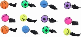 12 pcs Return Rubber Sport Ball on Nylon String with Wrist Band for Exercise or Play