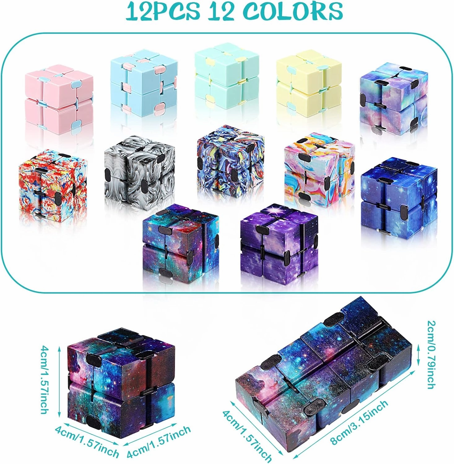 12 Pieces Mini Cube Blocks Desk Toy Magic Sensory Tool Blocks Puzzle Flip Cube for Teens Adults Birthday Favors