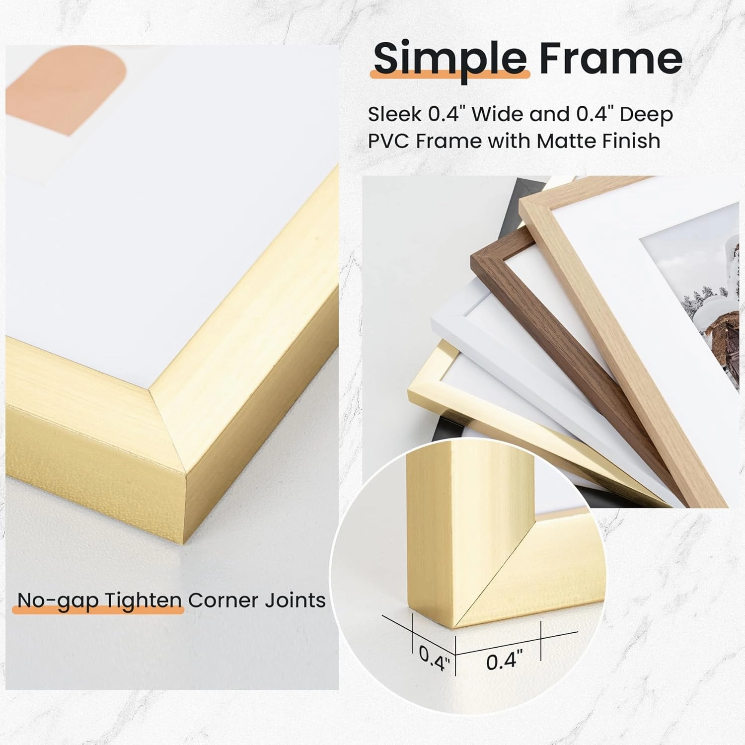 12x16 inch Picture Frame, 12x16 Photo Frames with 9x12 Removable Mat - High Definition Plexiglass - Vertical and Horizontal Display - Wall Hanging Frame - Gold, 3 Pack