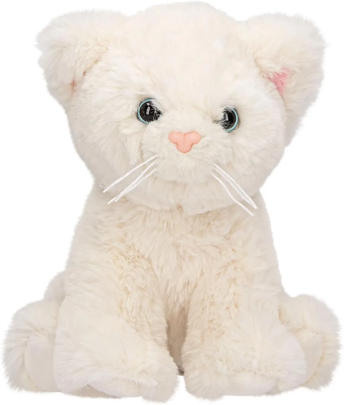 13516 TOPModel Cat Soft Toy in White, Approximately 16 cm Soft Toy with Blue Eyes and Pink Nose