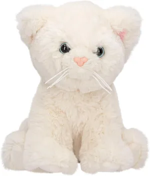 13516 TOPModel Cat Soft Toy in White, Approximately 16 cm Soft Toy with Blue Eyes and Pink Nose