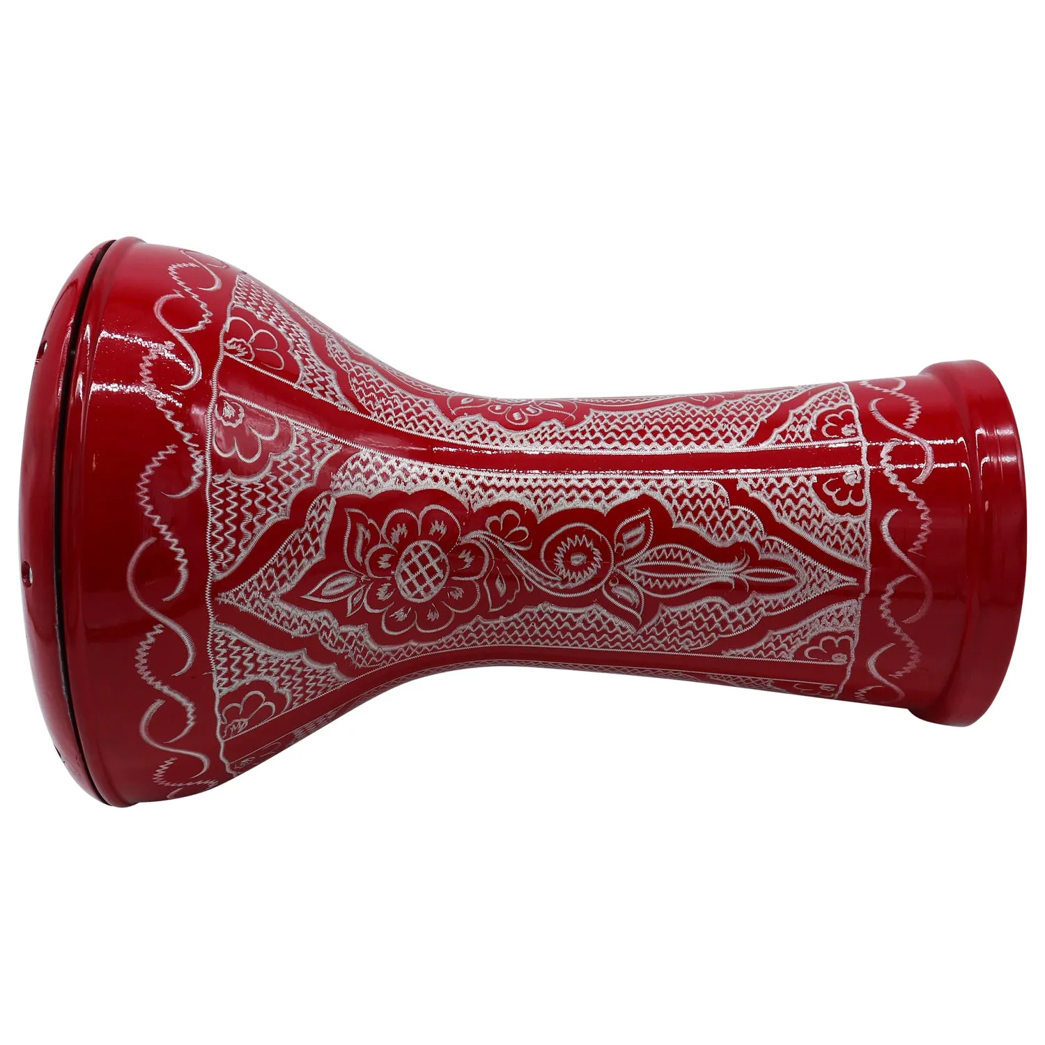 17'' Glowing Red Wave Zaza Percussion Engraved Egypt Style Darbuka Doumbek