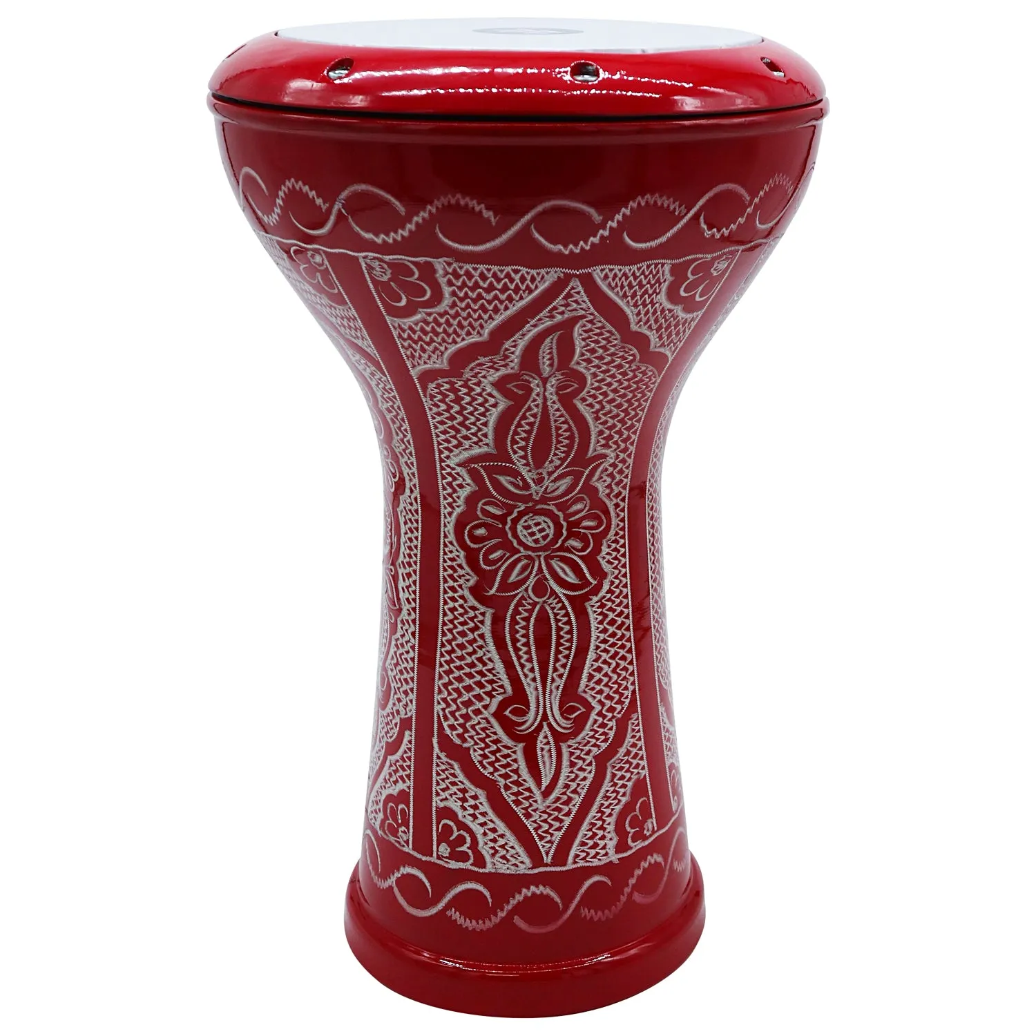 17'' Glowing Red Wave Zaza Percussion Engraved Egypt Style Darbuka Doumbek