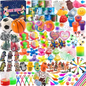 180pcs Party Favor Goodie Bags Stuffers for Kids, Treasure Chest for Kids Prizes Box Toys for Classroom Rewards, Birthday Pinata Egg Fillers, Carnival Bulk Small Toys for Boys Girl 8-12 4-8