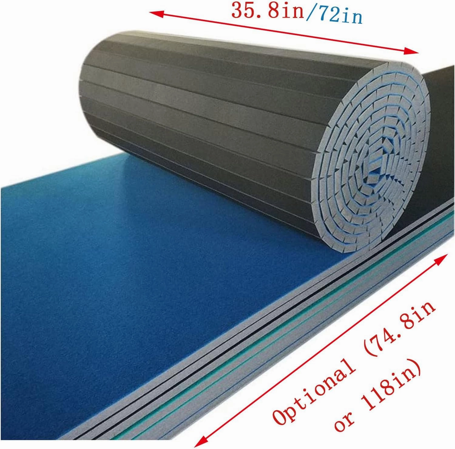 1.6"Thick High-Density Foam Gymnastics Mat - 118 x 35" Non-Slip Wrestling Mat for MMA, Home Gym, Cheerleading with Diamond-Texture Carpet Top