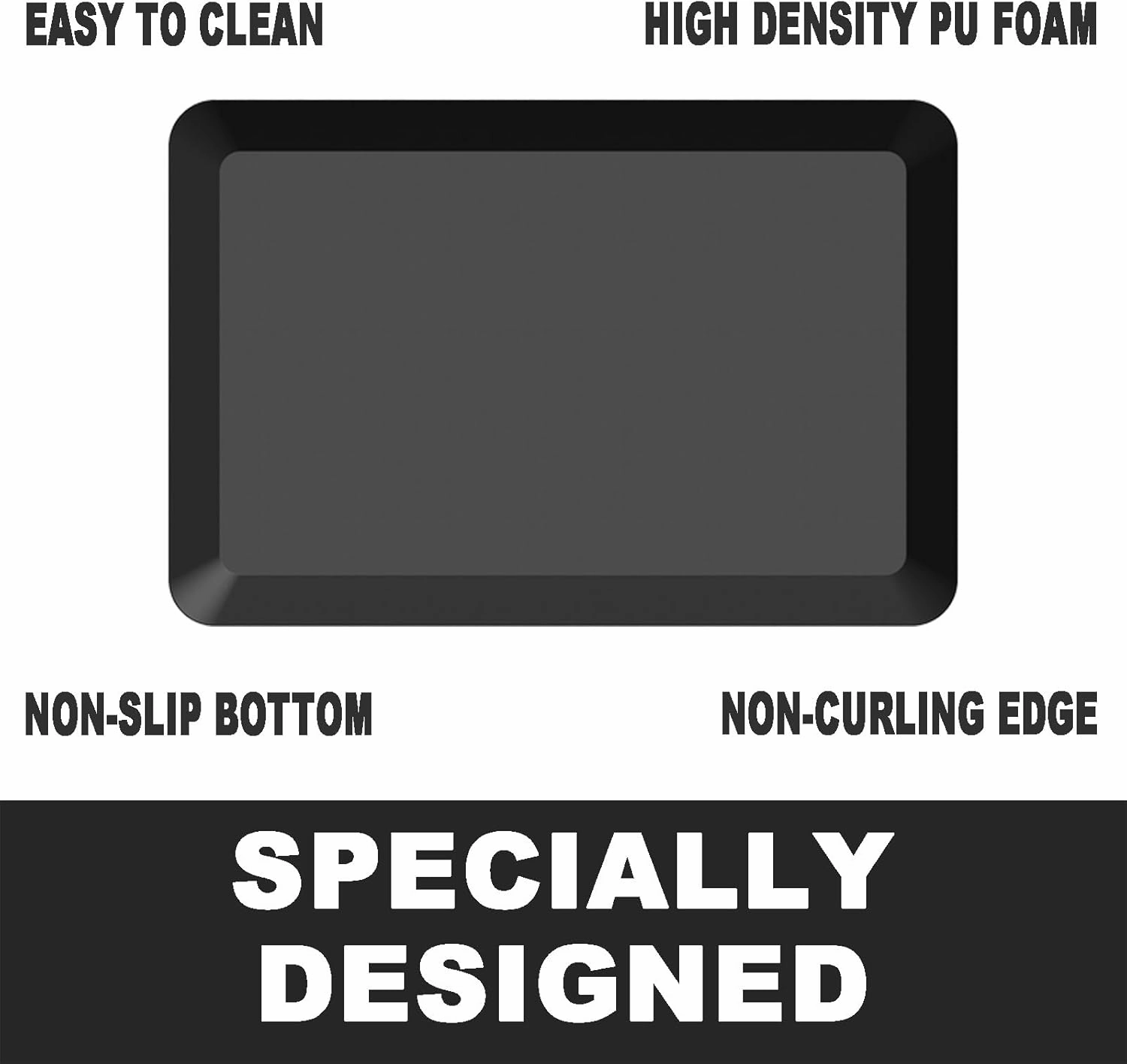 1" Extra Thick Anti Fatigue Floor Mat,Kitchen Mat, Standing Desk Mat – Comfort at Home, Office, Garage - Advanced PU Foam - NOT PVC (Black, 20x40x1-Inch)