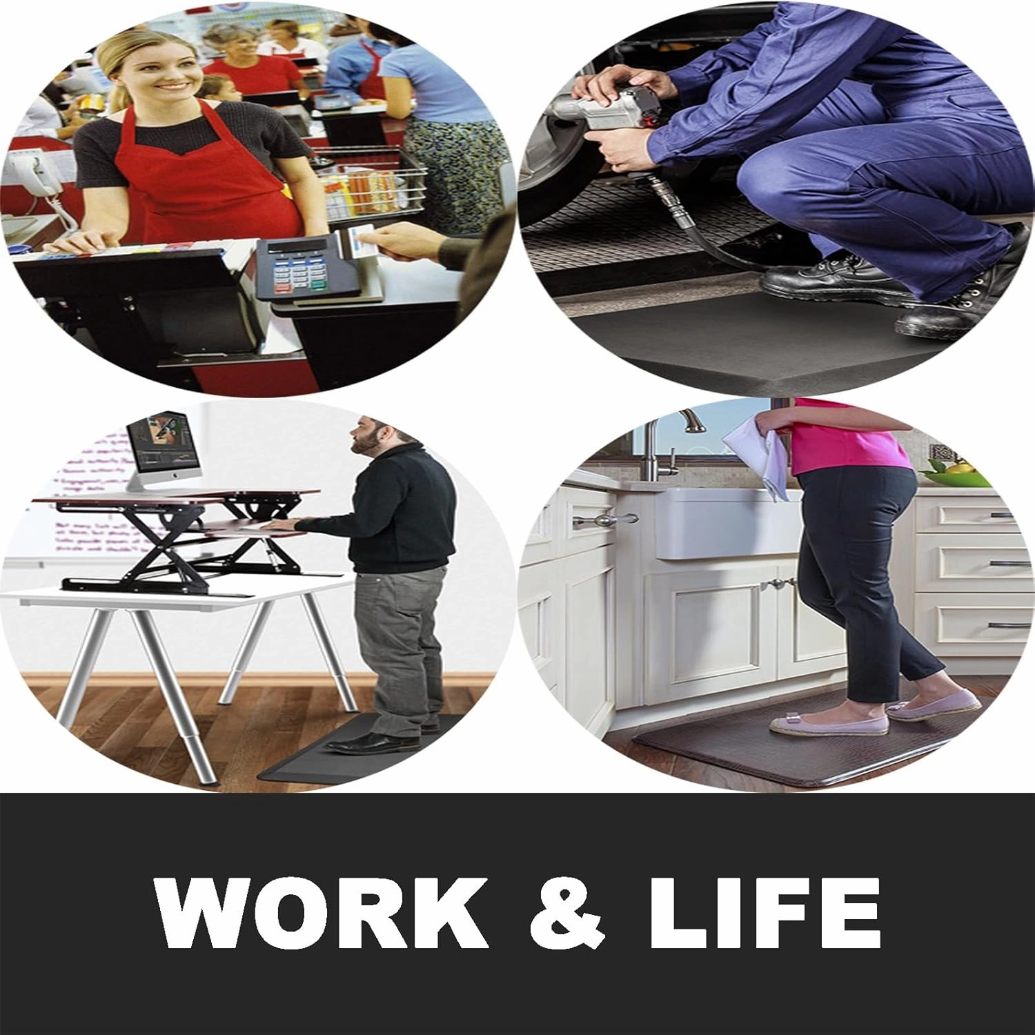 1" Extra Thick Anti Fatigue Floor Mat,Kitchen Mat, Standing Desk Mat – Comfort at Home, Office, Garage - Advanced PU Foam - NOT PVC (Black, 20x40x1-Inch)
