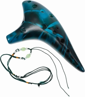 1 Set Creative Alto Ocarina Dolomite Musical Instrument for Beginners Blue Includes Tutorial Bag Lanyard and Rag for and Storage