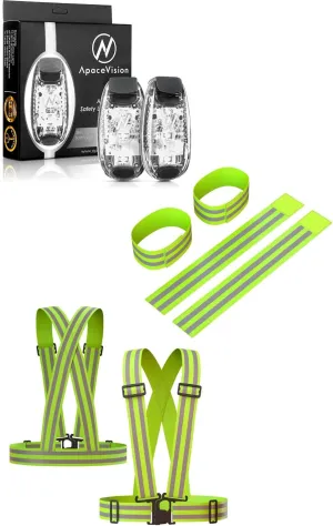 (2 Pack) - LED Safety Lights   Reflective Vests   Bands
