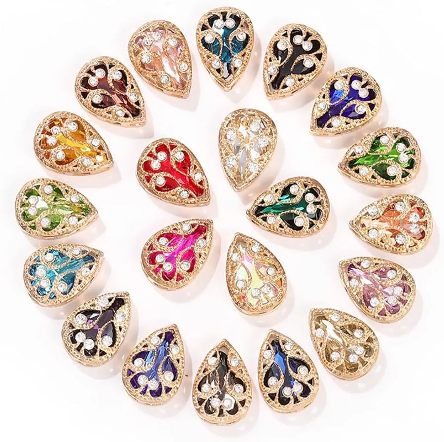 20 Pcs Crystal Glass Sew on Rhinestones for Crafting, 13x18 mm Gems for Sewing,Shiny Teardrop Rhinestones with Gold Claw for Jewels Making Clothing Shoes Wedding DIY,Light Red