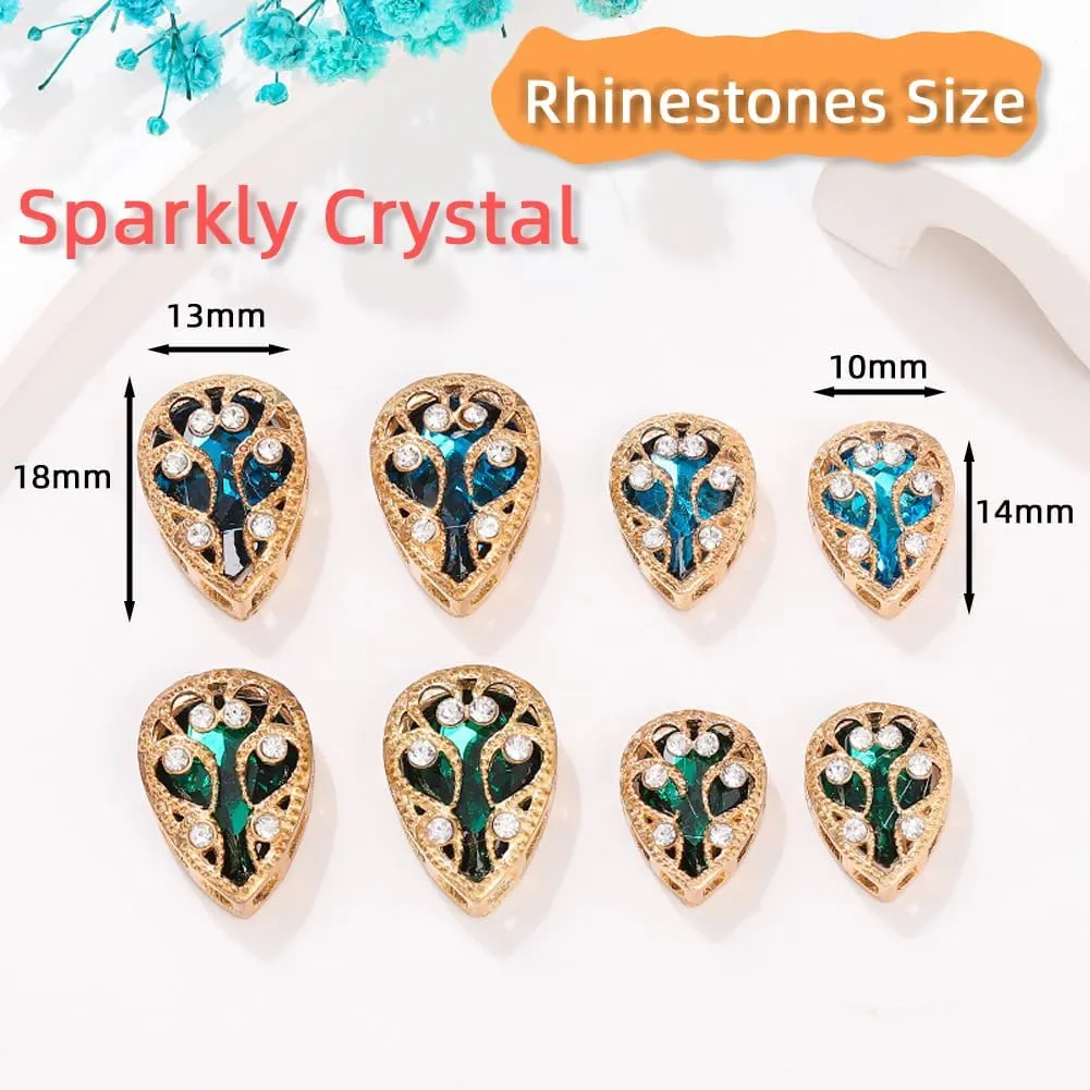 20 Pcs Crystal Glass Sew on Rhinestones for Crafting, 13x18 mm Gems for Sewing,Shiny Teardrop Rhinestones with Gold Claw for Jewels Making Clothing Shoes Wedding DIY,Light Red