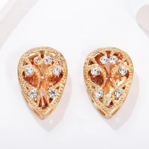20 Pcs Crystal Glass Sew on Rhinestones for Crafting, 13x18 mm Gems for Sewing,Shiny Teardrop Rhinestones with Gold Claw for Jewels Making Clothing Shoes Wedding DIY,Light Red