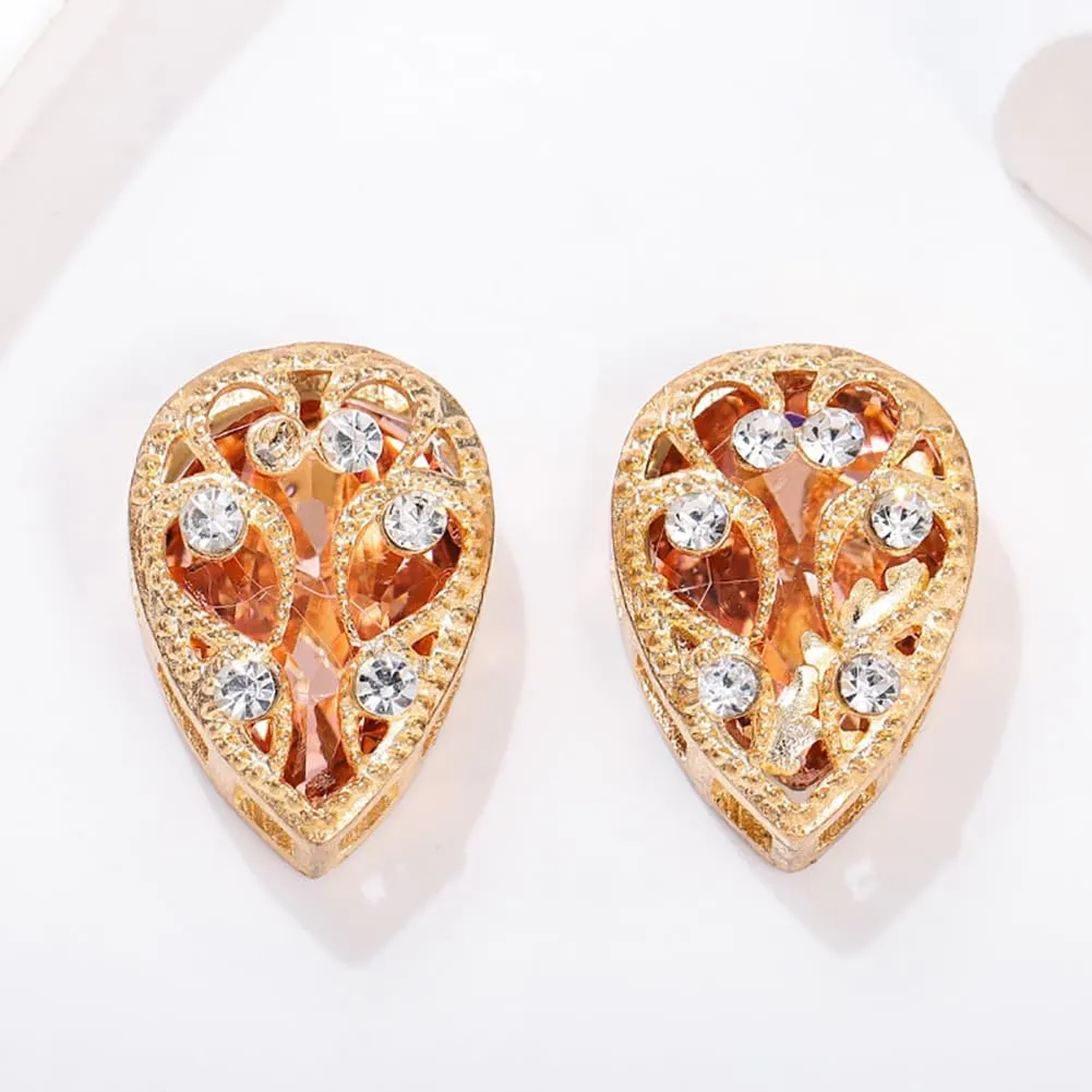 20 Pcs Crystal Glass Sew on Rhinestones for Crafting, 13x18 mm Gems for Sewing,Shiny Teardrop Rhinestones with Gold Claw for Jewels Making Clothing Shoes Wedding DIY,Light Red