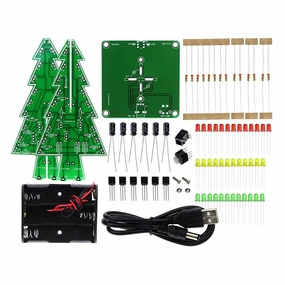 2020 New Christmas Tree LED Flash DIY Kit 3D Circuit Parts Glitter Electronic Learning Set LFX-ING - (Color: Green)