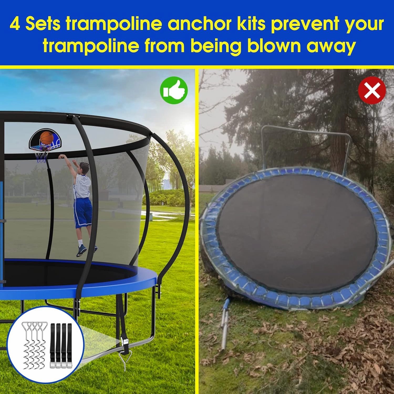 2025 Upgraded 8 10 12 14 15 16 FT 1500lbs Tranpoline for Kids and Adults with Light Sprinkler Socks, Recreational Tranpoline with Basketball Hoop, Ladder, ASTM Approved Tranpoline for 7-10 Kids