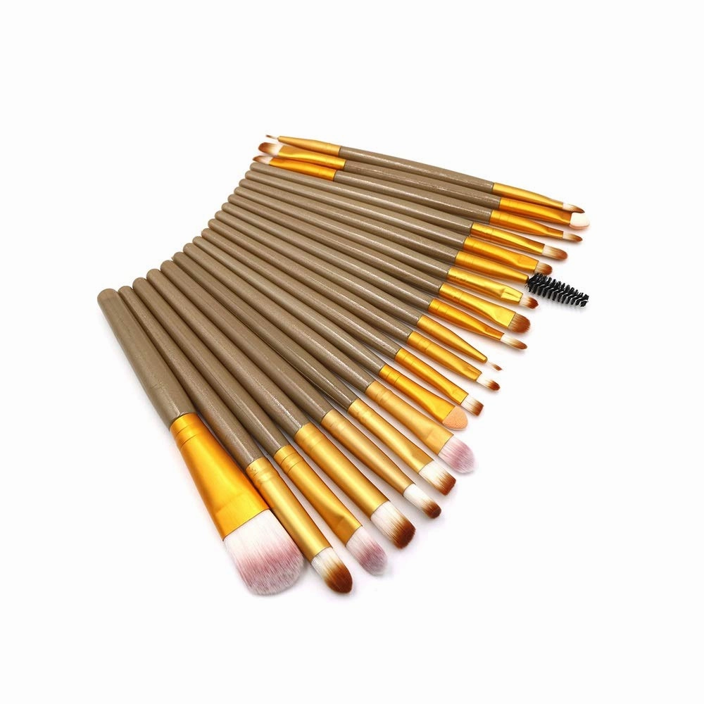 20 Eye Makeup Brushes Lip Brushes Eye Shadow Brushes Beauty Makeup Tool Set(Size:Golden)