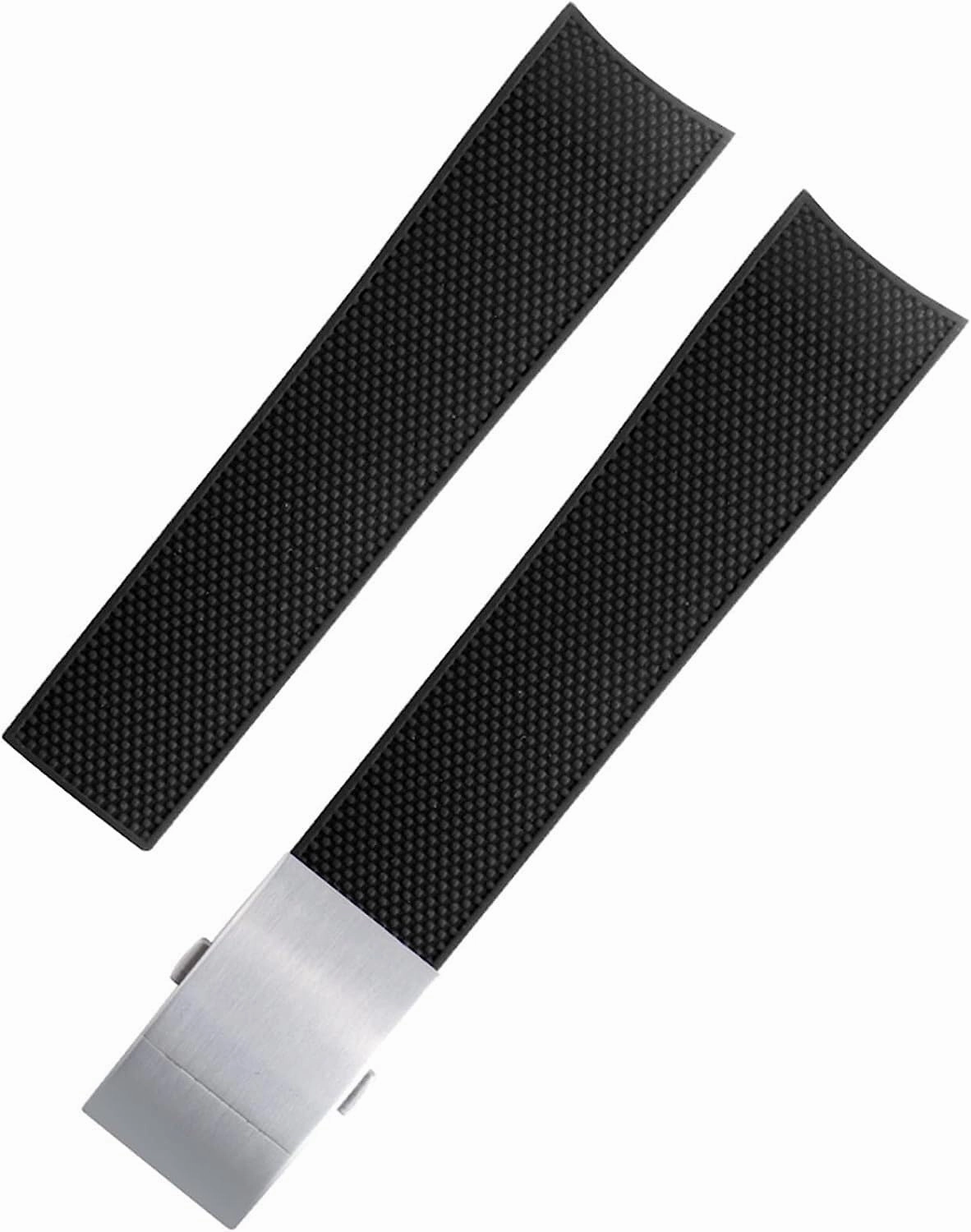 21mm Waterproof Rubber Watch Strap With Folding Buckle For Longines HydroConquest L3 L3.742 Diving