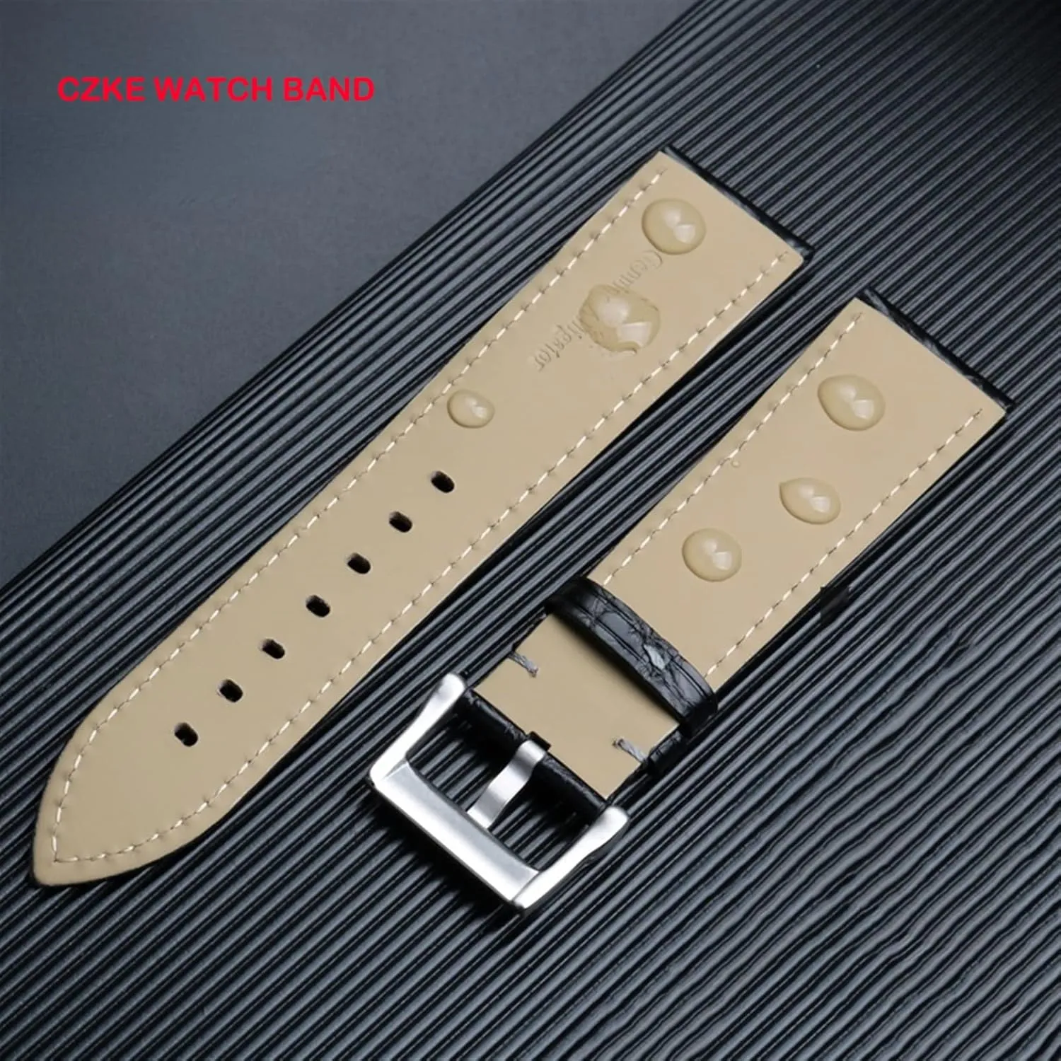 23mm Crocodile Watch Strap Watchband for Blancpain 5000 5015 Fathoms Watch Black Blue Soft Strap Folding Buckle (Color : Black-pin, Size : 23mm)