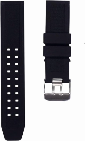 23mm Rubber Silicone Watch Band Strap Replacement with Black/Silver Double Prong Clasp for Luminox 3050 8800 and 3950 Series - Luminox Navy Seal Watch Band