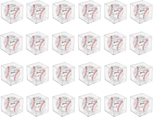 24 Pack Acrylic Baseball Display Case, Baseball Case for Display, UV Protected Baseball Display Cube, Autographed Baseball Clear Display Case - for Official Size Ball