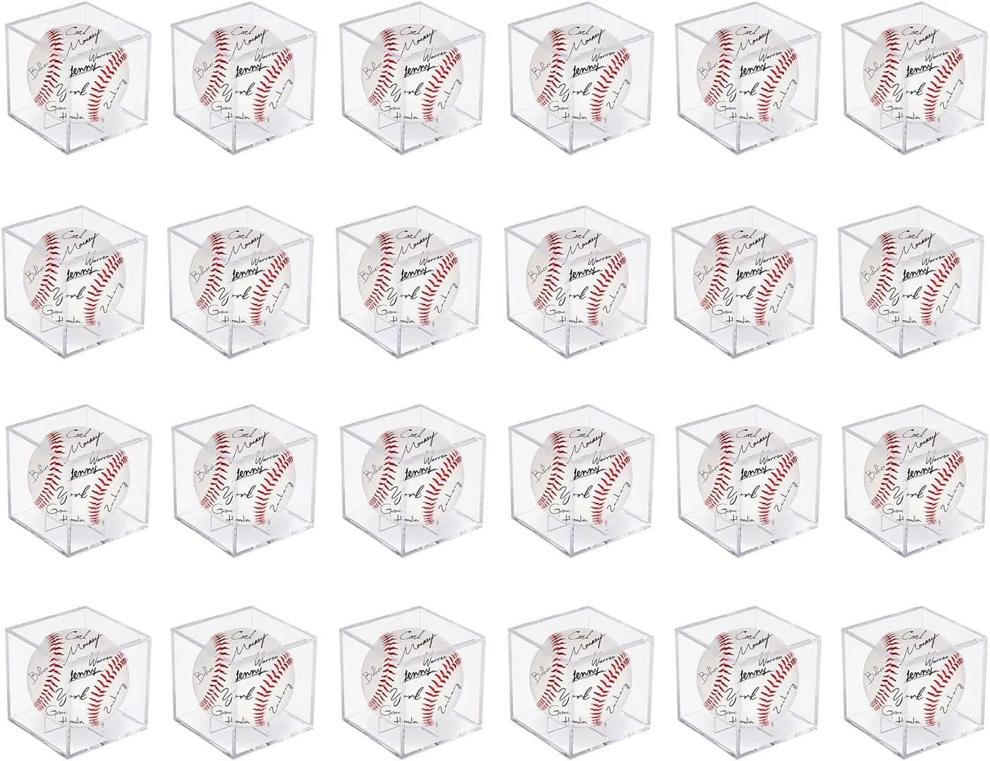 24 Pack Acrylic Baseball Display Case, Baseball Case for Display, UV Protected Baseball Display Cube, Autographed Baseball Clear Display Case - for Official Size Ball