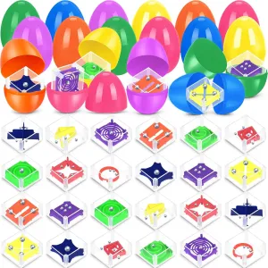 24 Pack Easter Eggs with Maze Cube Puzzle Toys for Kids Teens Adults, Surprise Easter Eggs Filled for Easter Hunt Party Favors, Easter Basket Stuffers Essentials Gifts for Boys Girls Teens Adults