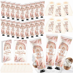 24 Sets Baby Shower Hand Cream Bulk Boho Baby Shower Favors Bridal Thank You Appreciation Hand Cream for Guests Travel Size Lotion with Organza Bags
