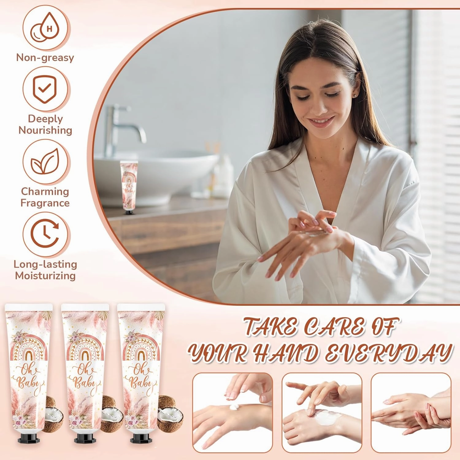 24 Sets Baby Shower Hand Cream Bulk Boho Baby Shower Favors Bridal Thank You Appreciation Hand Cream for Guests Travel Size Lotion with Organza Bags