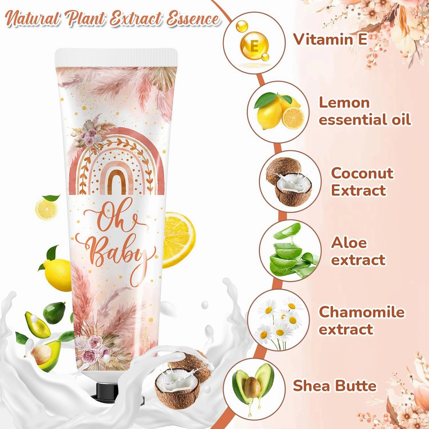 24 Sets Baby Shower Hand Cream Bulk Boho Baby Shower Favors Bridal Thank You Appreciation Hand Cream for Guests Travel Size Lotion with Organza Bags