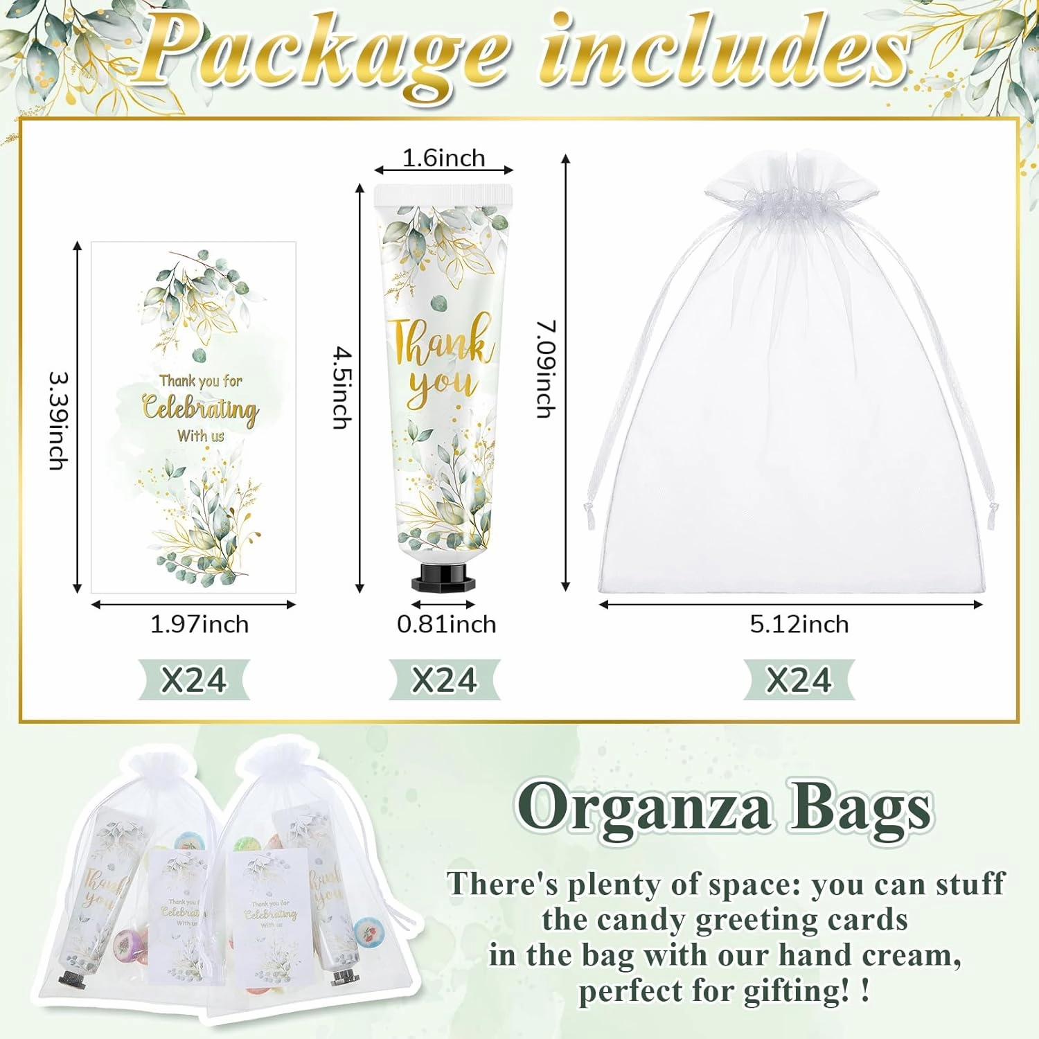 24 Sets Baby Shower Hand Cream Bulk Shower thank you Favors Bridal Thank You Appreciation Hand Cream for Guests Travel Size Lotion with Organza Bags