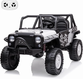 24V 2-Seater Kids Ride-On Car Truck with Remote Control – Electric Vehicle Featuring 19" Extra Wide Seat, Dual Powerful Motors, Soft Brake, Led Lights, Spring Suspension, Music,White