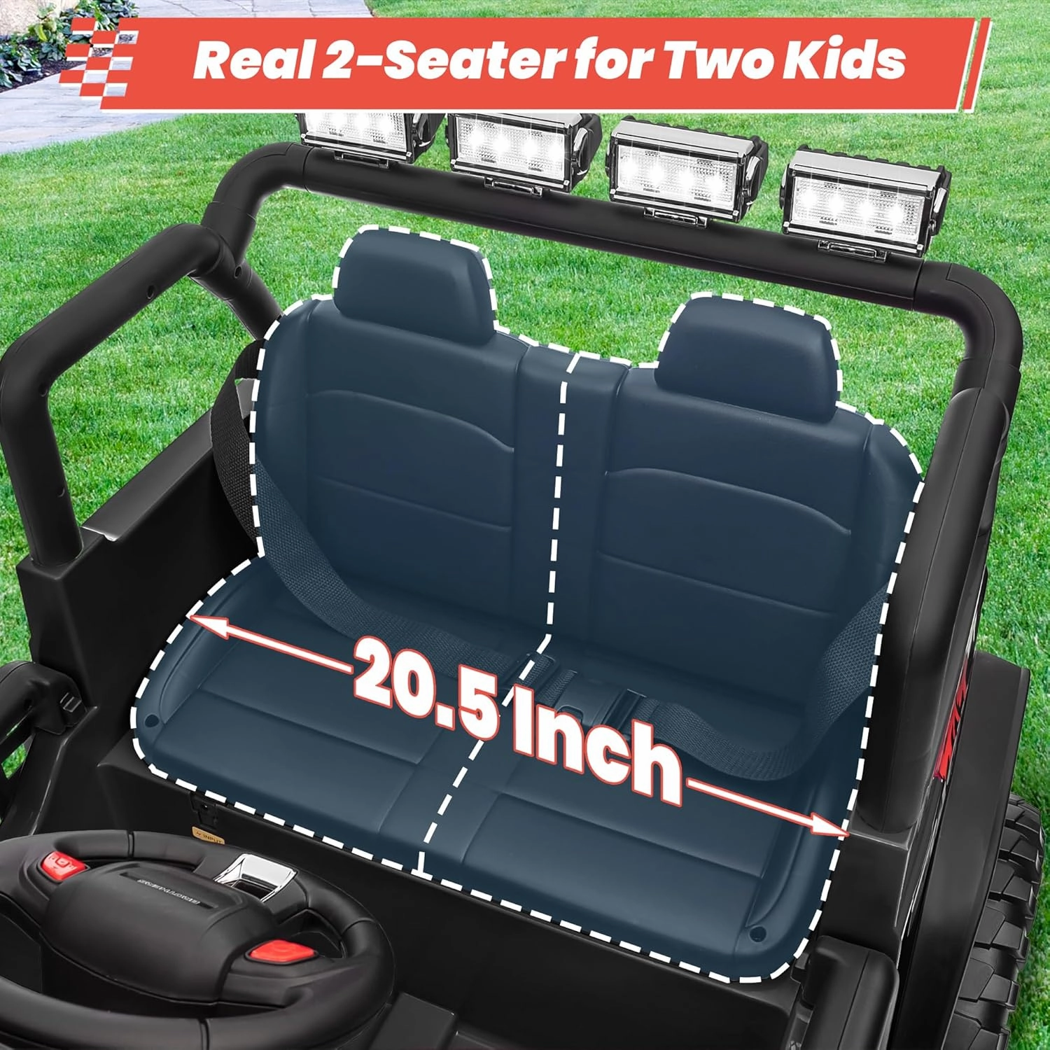 24V 4WD 2 Seater Ride on Car Power 4 Wheels w/4X200W Motor, Remote Control, 3 Speeds, Bluetooth Music, Spring Suspension, Electric Car for Big Kids Boys Girls, 24 Volt Truck, Black