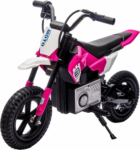 24V Kids Electric Dirt Bike for 5-15 Years Old, Ride on E Motorcycle, 3.11-9.32MPH Speed, Rear Shock Absorber, LED Breath Lamp, Bluetooth for Boys Girls Children Electria Toy Gift, Pink