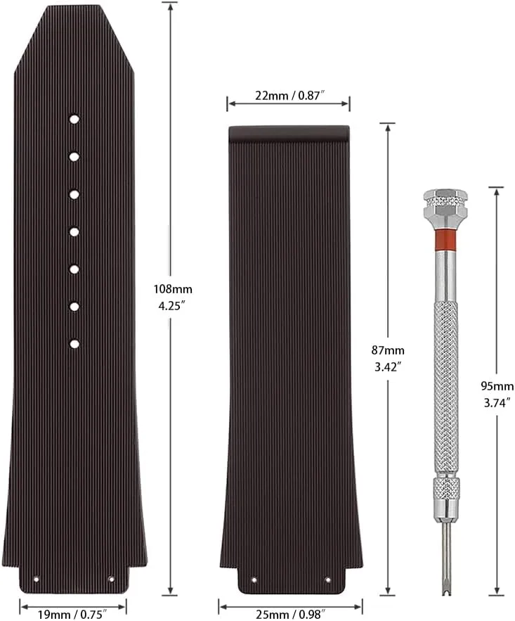25mm Watch Band Compatible with Hublot Big Bang, Soft Silicone Rubber Replacement Wrist Strap for Hublot Big Bang Watch Straps