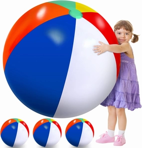 27 Inch Rainbow Beach Balls Giant Inflatable Large Pool Beach Balls Inflatable Swimming Pool Toys for Summer Water Games(4 Pcs)