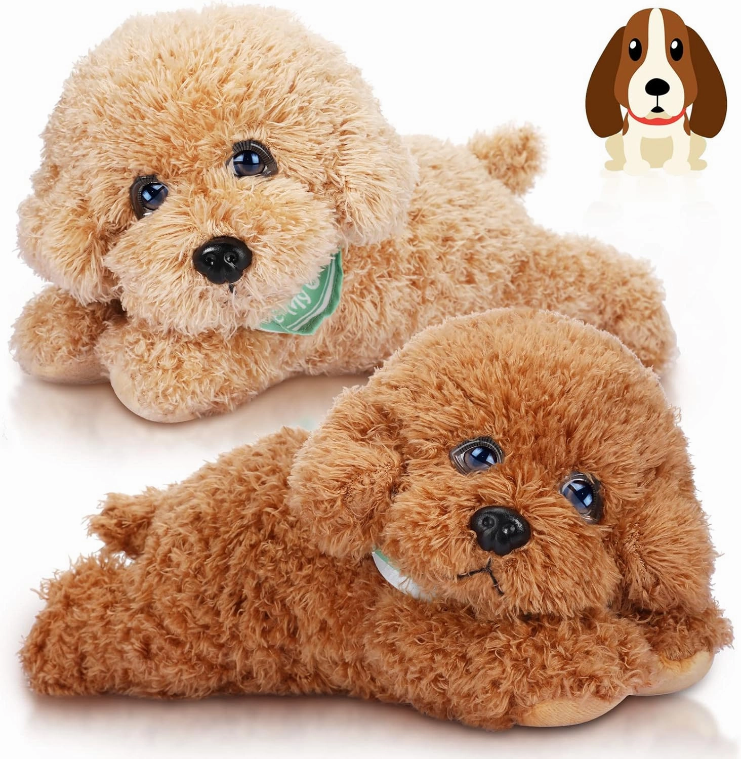 2 Pcs Plush Stuffed Golden Poodle Dog Plush Animals Soft Toy Stuffed Puppy Adorable Plush Puppy Toys for Preschool Birthday Party Supplies (Toy Poodle, 10.6 Inch)
