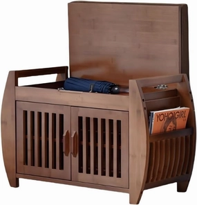 2-Tier Wooden Shoe Rack Bench with Cotton Linen Cushion Entryway Storage Seating Bench with Storage for Living Room Multi Scenario Use(M)