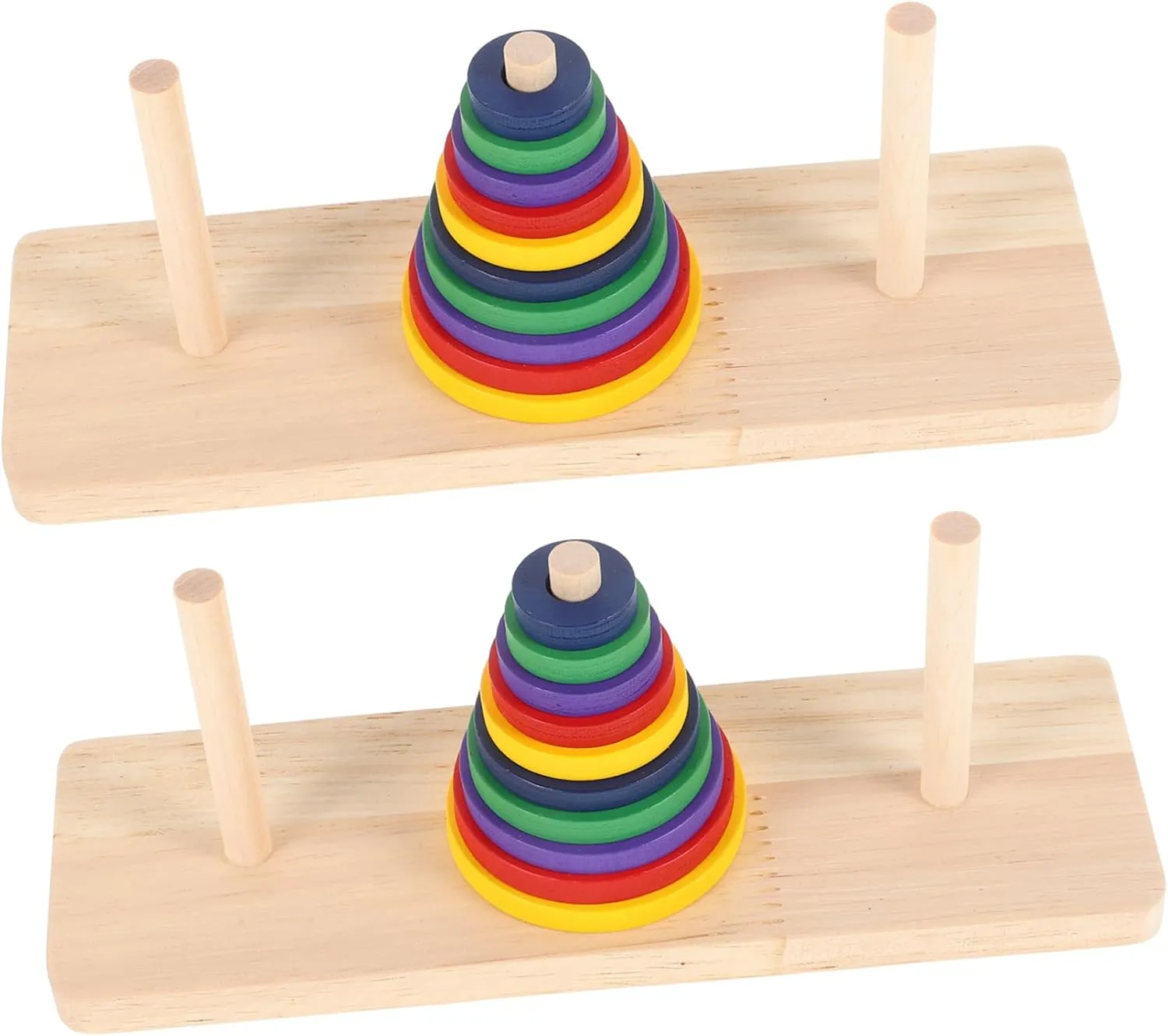 2Pcs Colorful Wooden Tower of Puzzle Game Intellectual for Adults and Enhancing Creativity and Imagination for Home and Party Activities